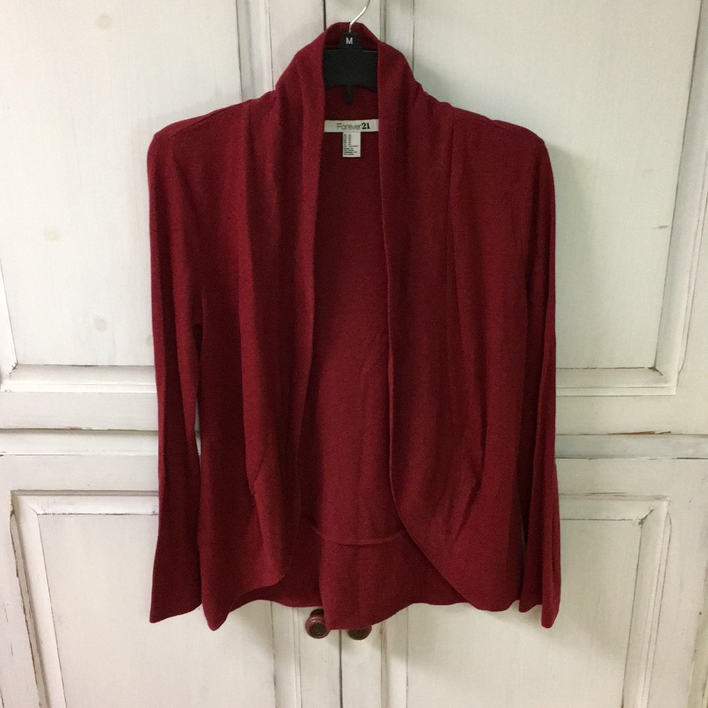 Red open sweater